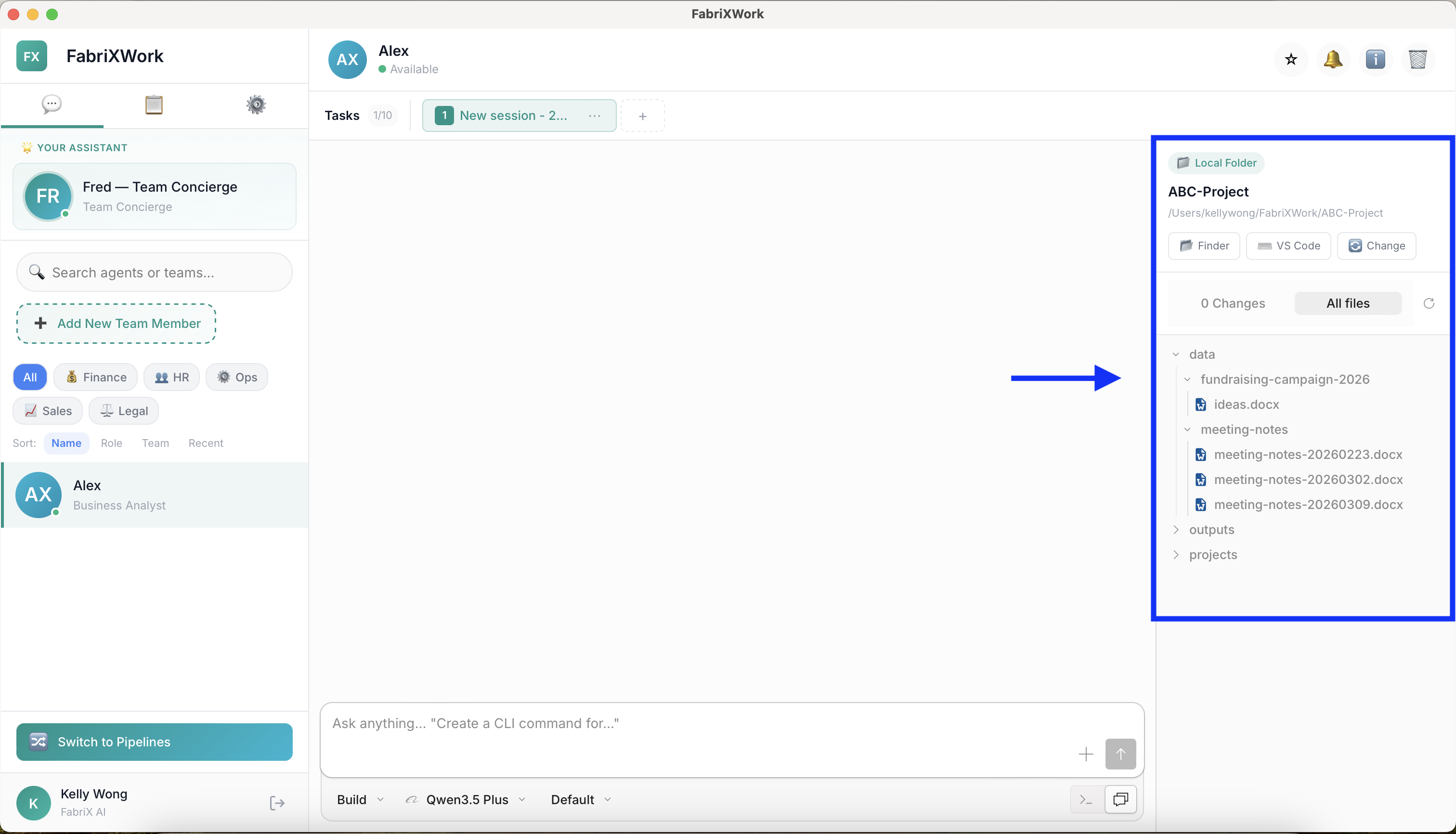 Connected Local Folder on FabriXWork