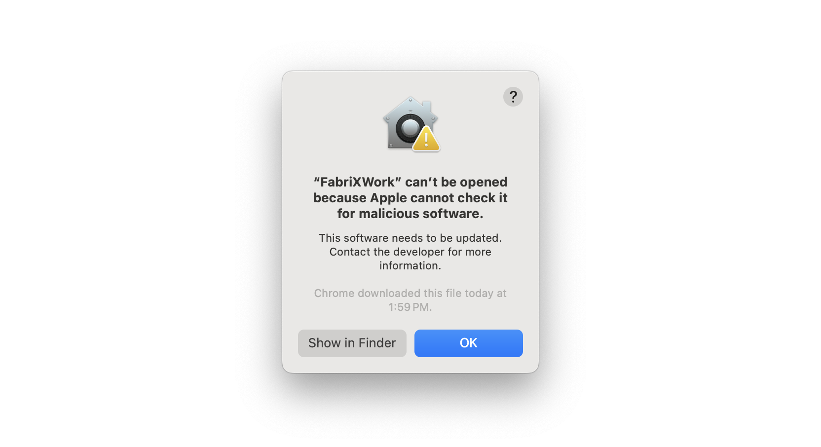 MacOS Malicious Software Warning