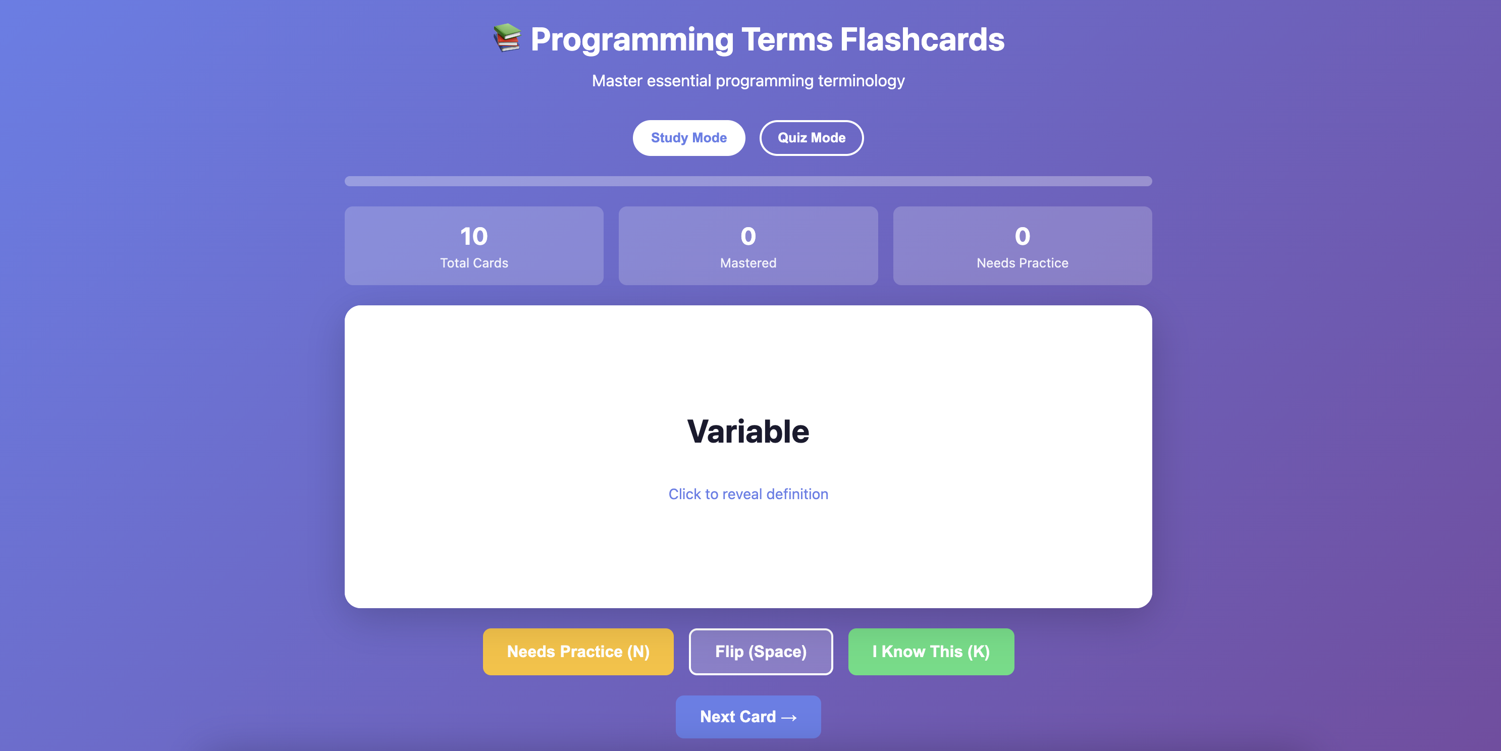 Example for Flashcards - Programming Terminology